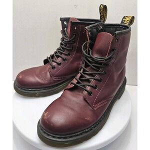 Dr Martens Docs Youth Kids Size 3 Boots  Cherry Red Leather Combat Boots 1460J